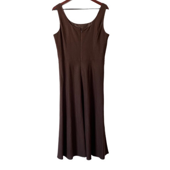 JESSICA HOWARD Linen Blend Midi Dress Quiet Luxury Minimalist Capsule Sz 12 - Picture 2 of 5